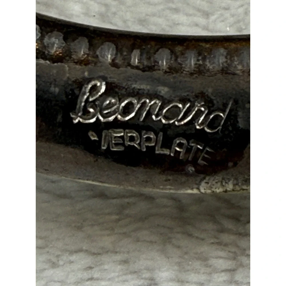Set of 4 Leonard Silverplate Glass Coasters Made in Italy‎ Starburst Design